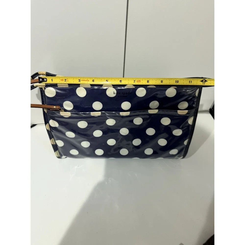 Kate Spade New‎ York Blue Vinyl Cosmetic Bag Polka Dot Large 1
